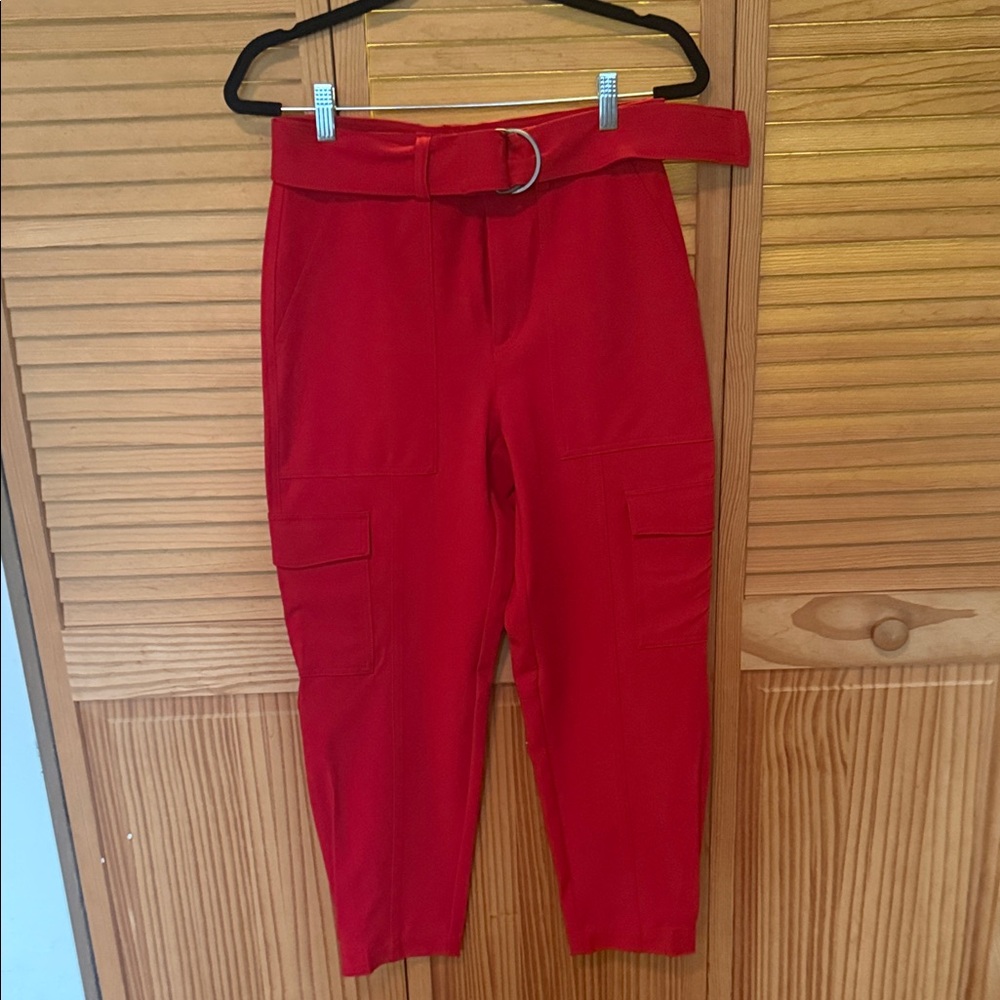 Banana Republic Red Cropped Belted Pants